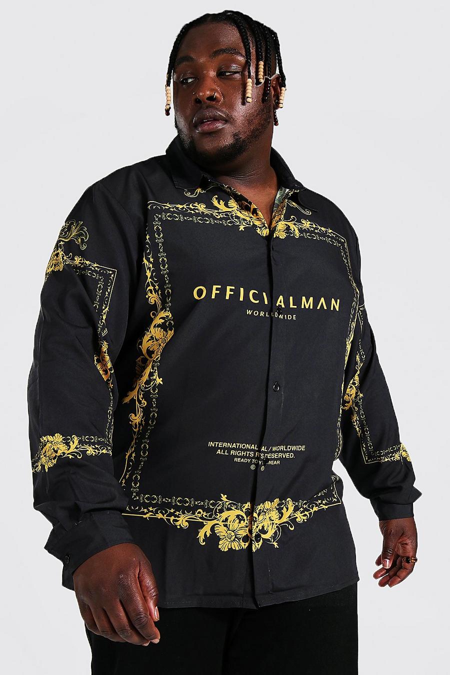 Black Plus Size Official Baroque Long Sleeve Shirt image number 1