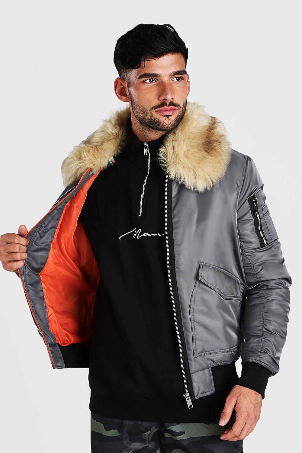 Faux fur collar 2025 ma1 bomber jacket