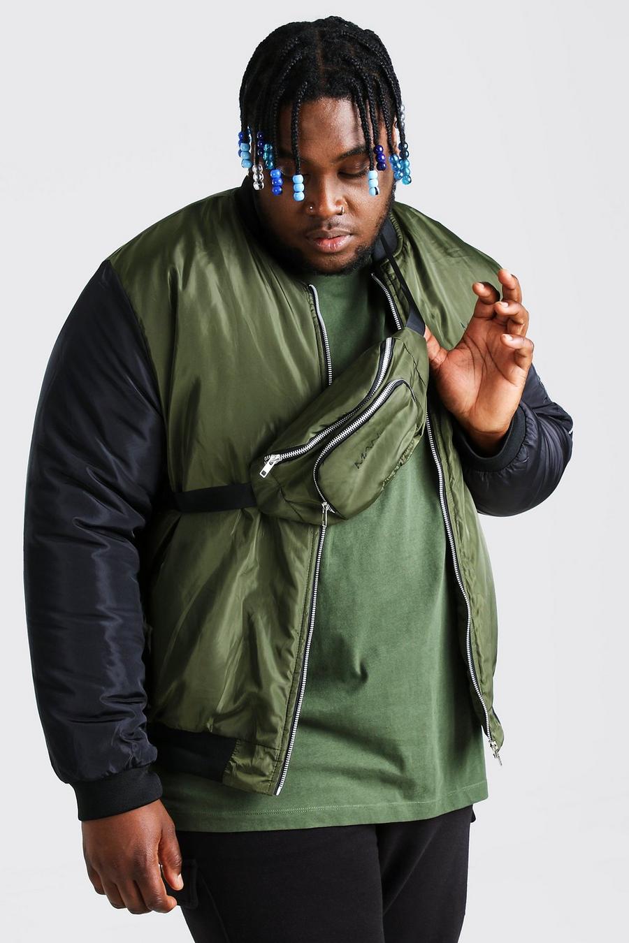 Black Plus Size Man Bomber And Fanny Pack image number 1