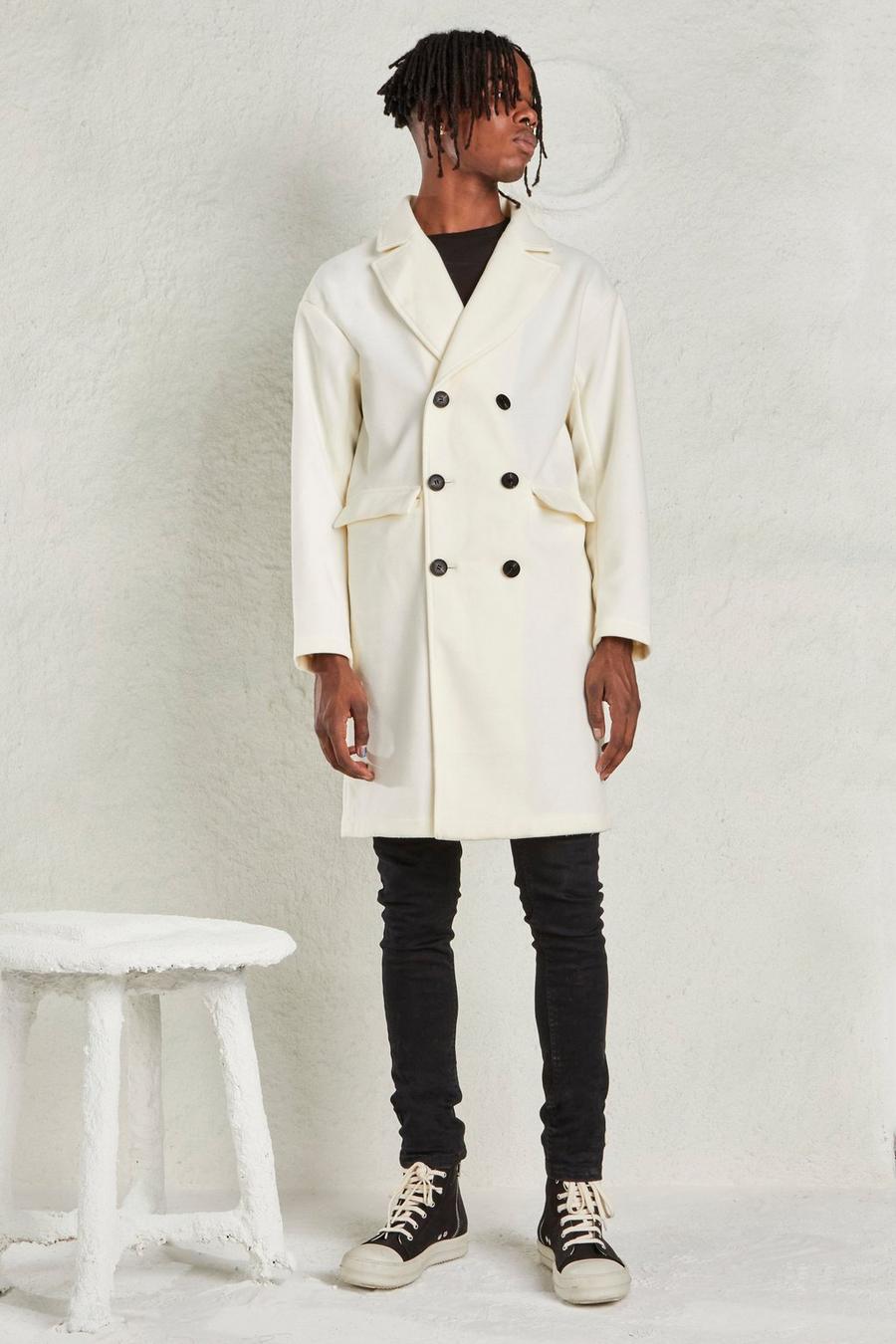 White Relaxed Fit Unlined Overcoat image number 1
