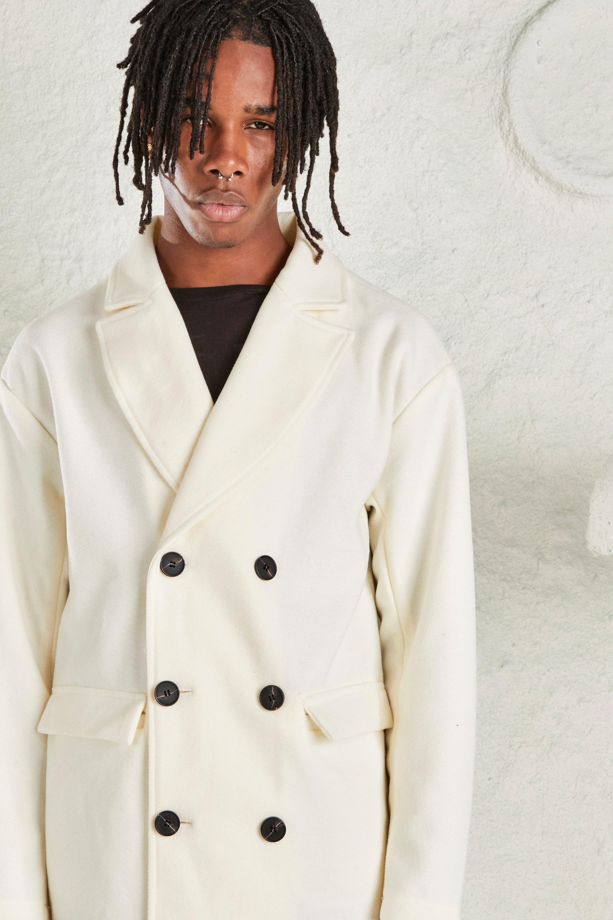 Cream hot sale overcoat mens