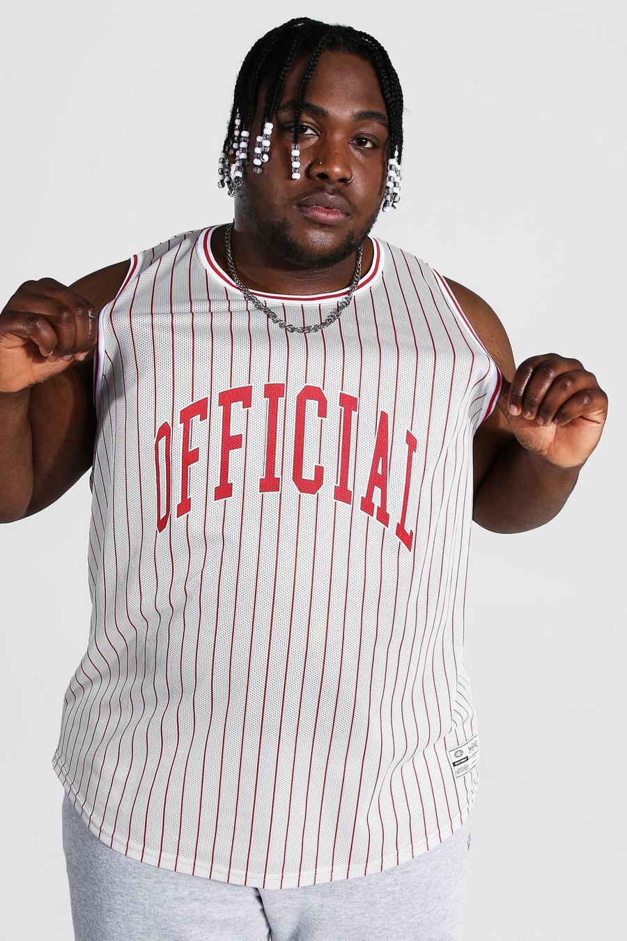 White Plus Size Mesh Pintuck Basketball Vest image number 1