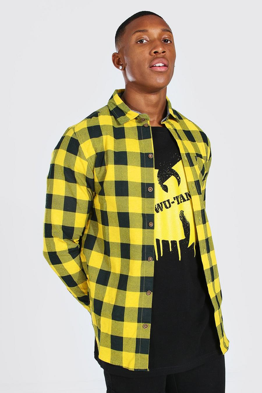 Yellow Geruit Regular Fit Overhemd Met Lange Mouwen image number 1
