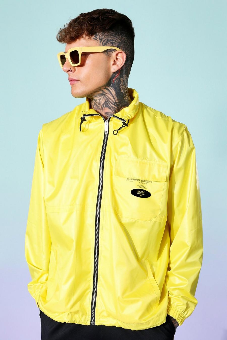 Yellow Funnel Neck Oversized Cagoule image number 1