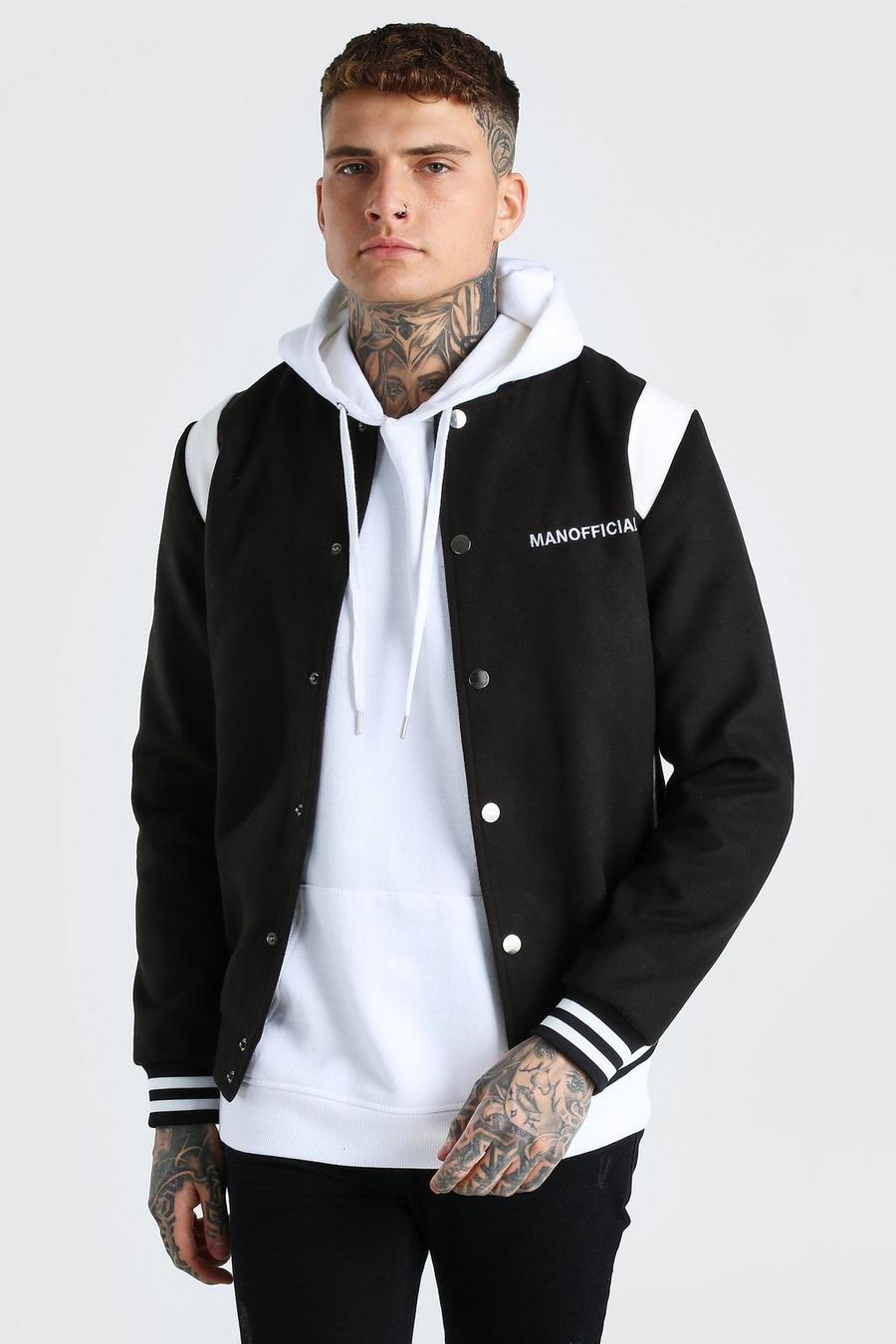 Black MAN Official Melton Varsity Bomber image number 1