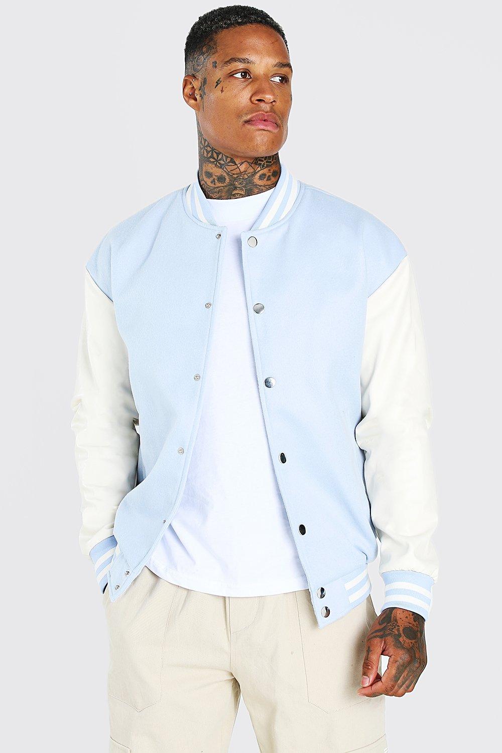 boohoo blue varsity jacket