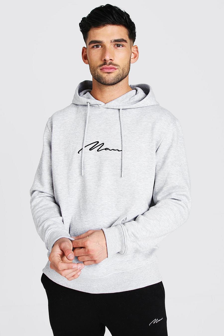 Grey marl MAN Signature Over The Head Hoodie image number 1