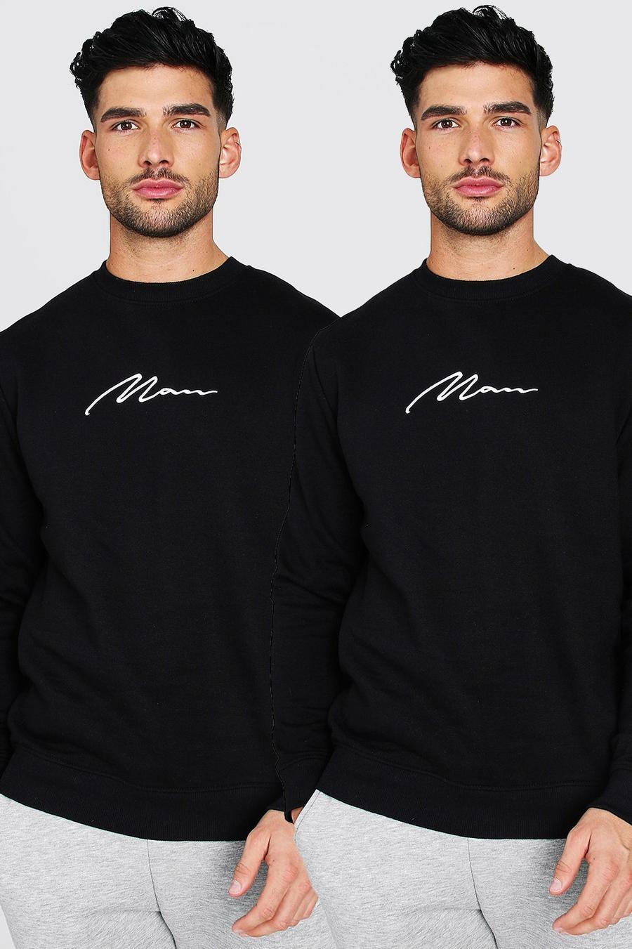 Black 2 Pack MAN Signature Embroidered Sweatshirt image number 1