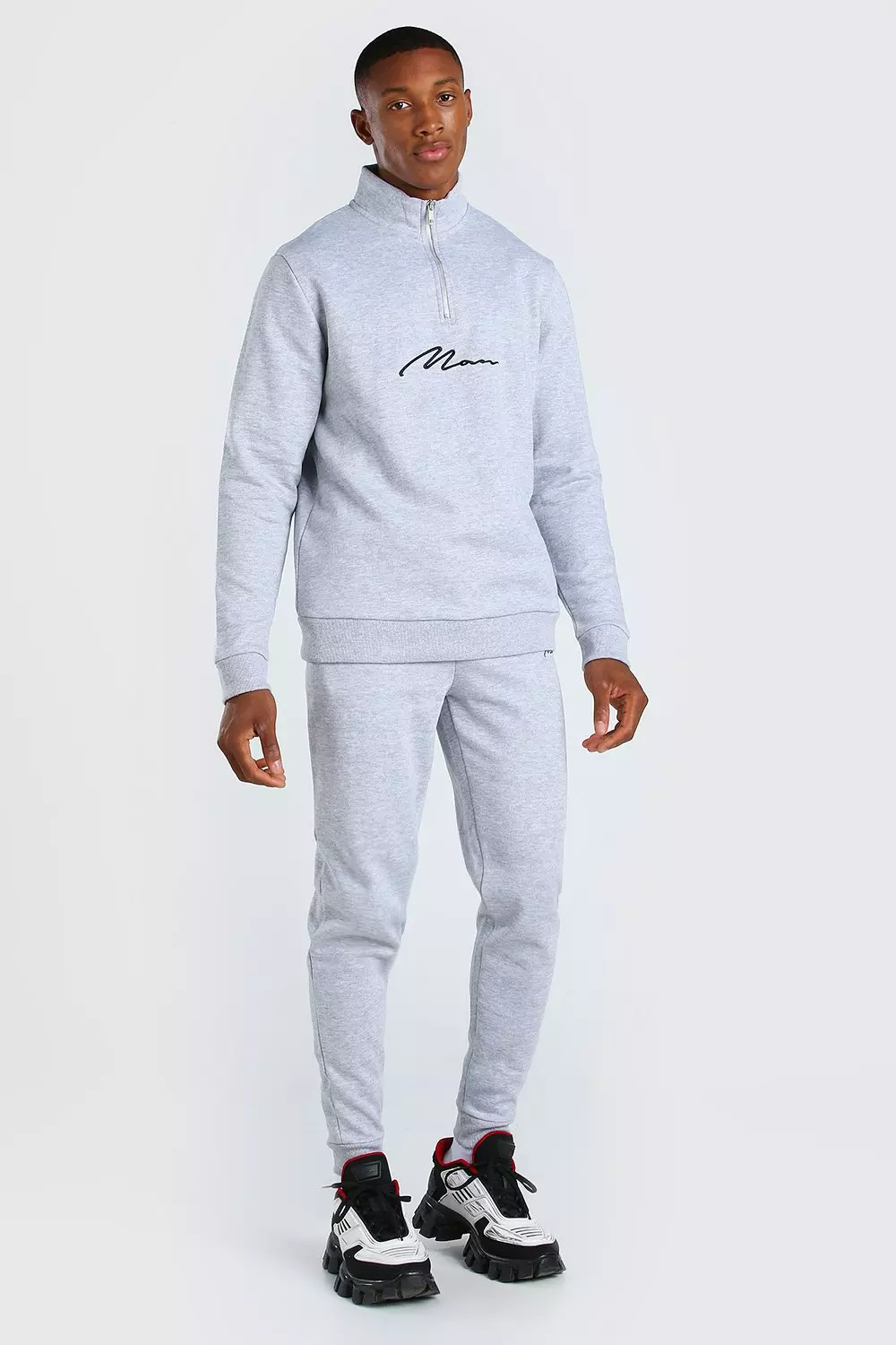 Grey marl MAN Signature Half Zip Tracksuit alternative image
