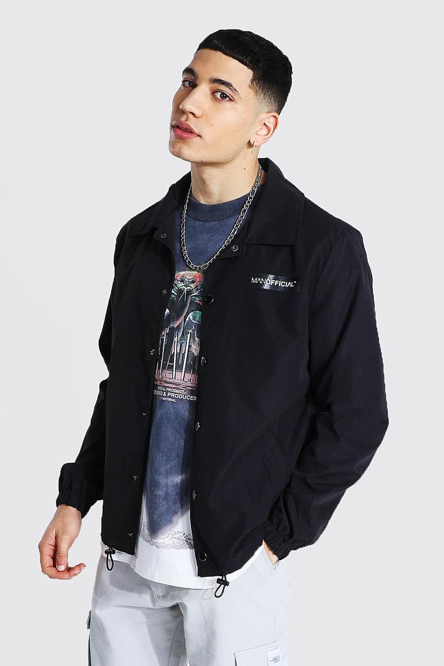 Black MAN Official Branded Woven Coach Jacket image number 1