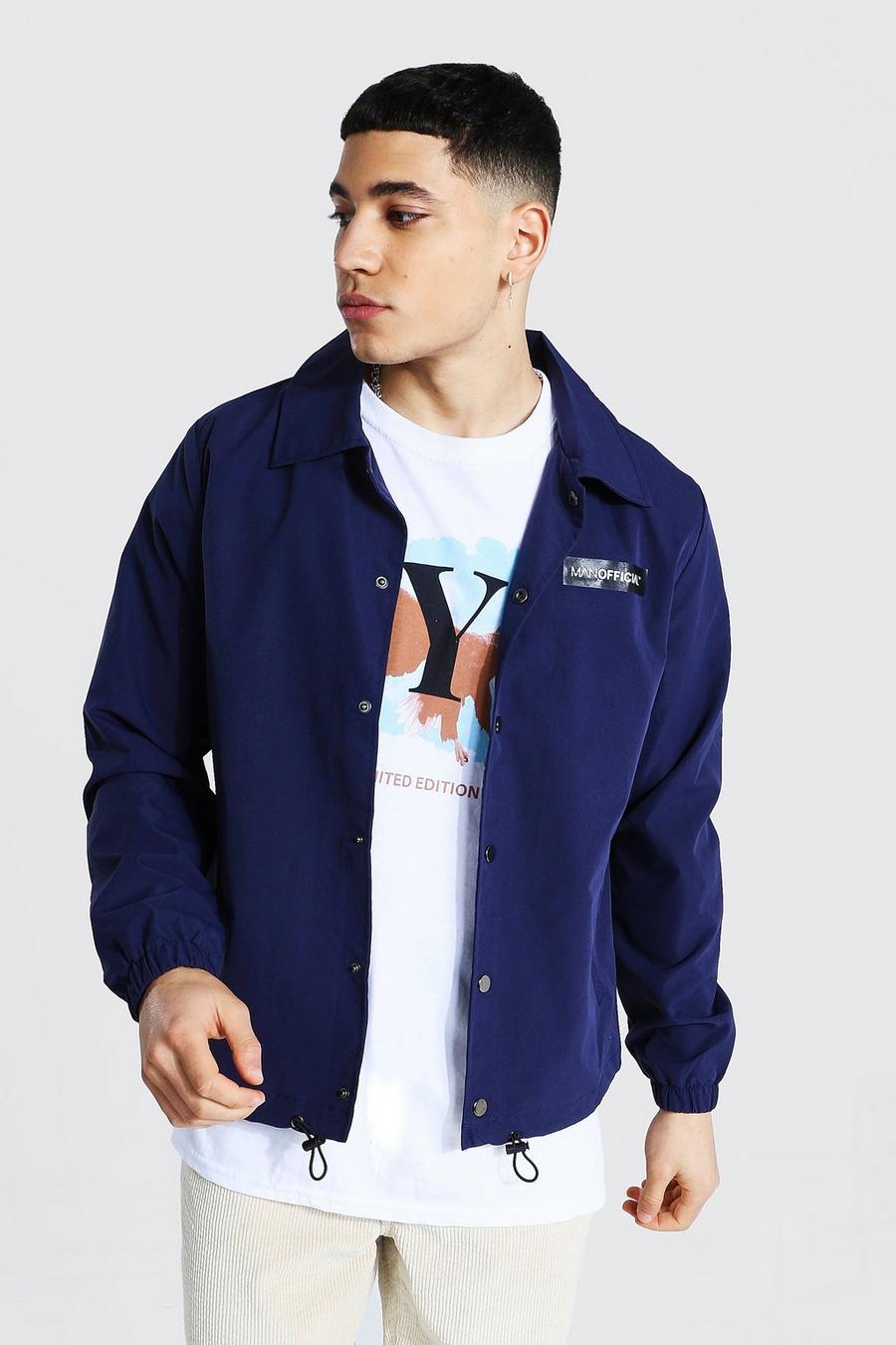 Navy MAN Official Branded Woven Coach Jacket image number 1