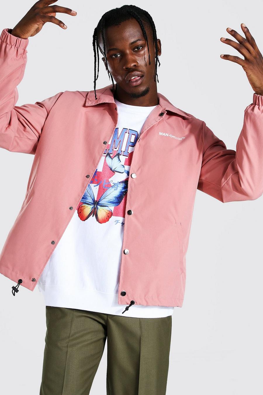 Pink MAN Official Branded Woven Coach Jacket image number 1