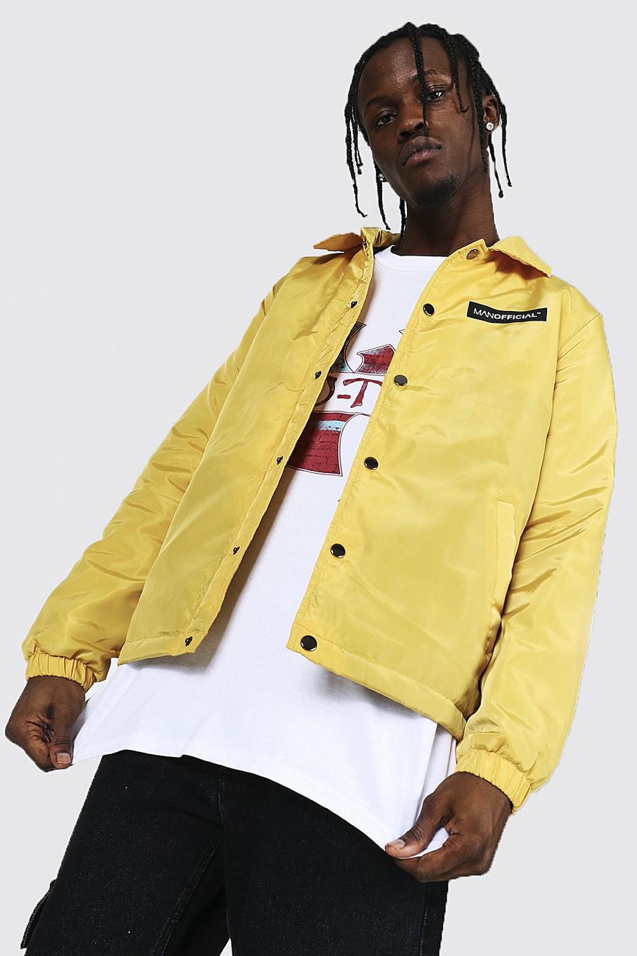 Yellow MAN Official Branded Nylon Coach Jacket image number 1