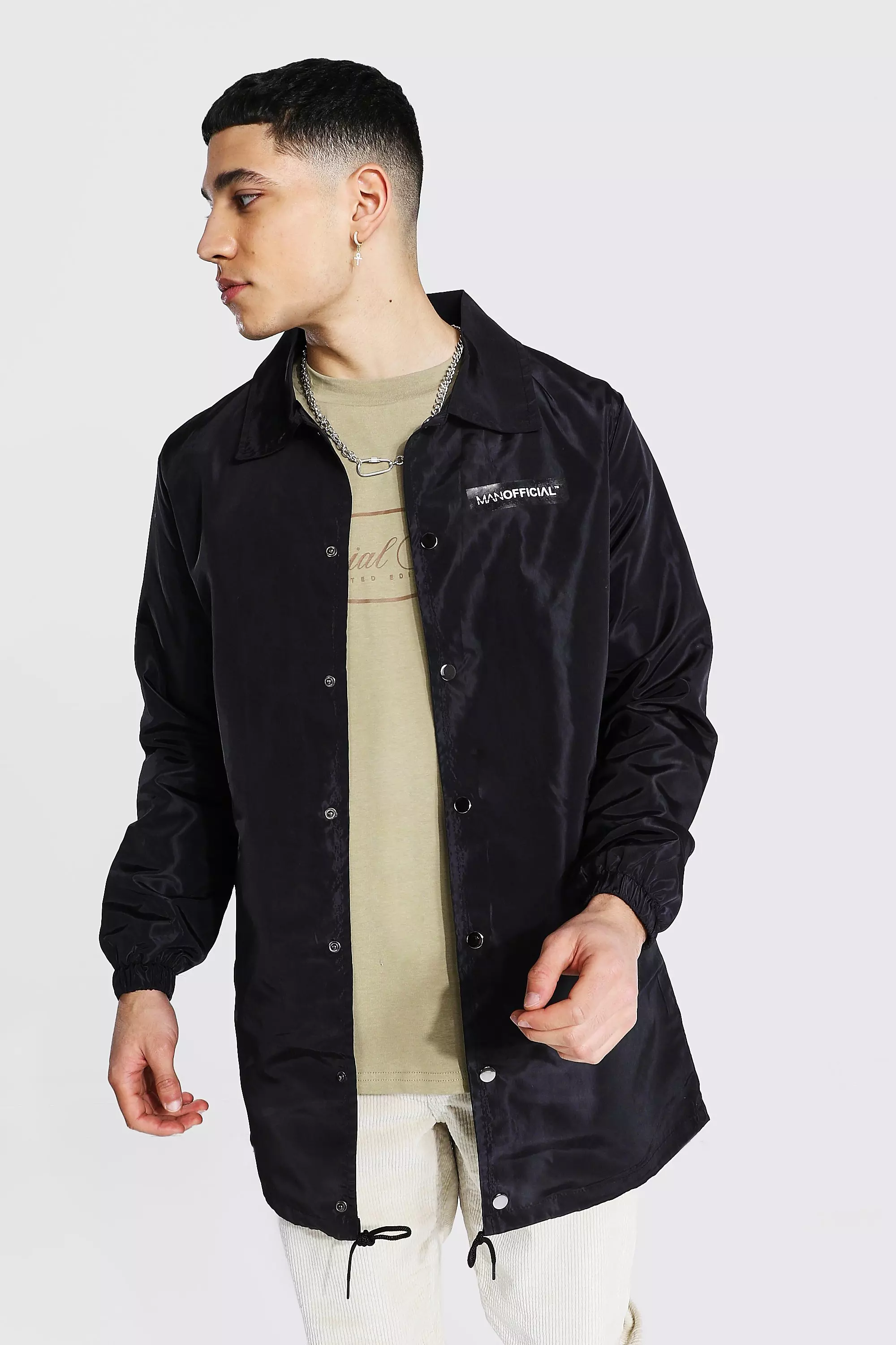 MAN Official Branded Nylon Longline Coach Jacket