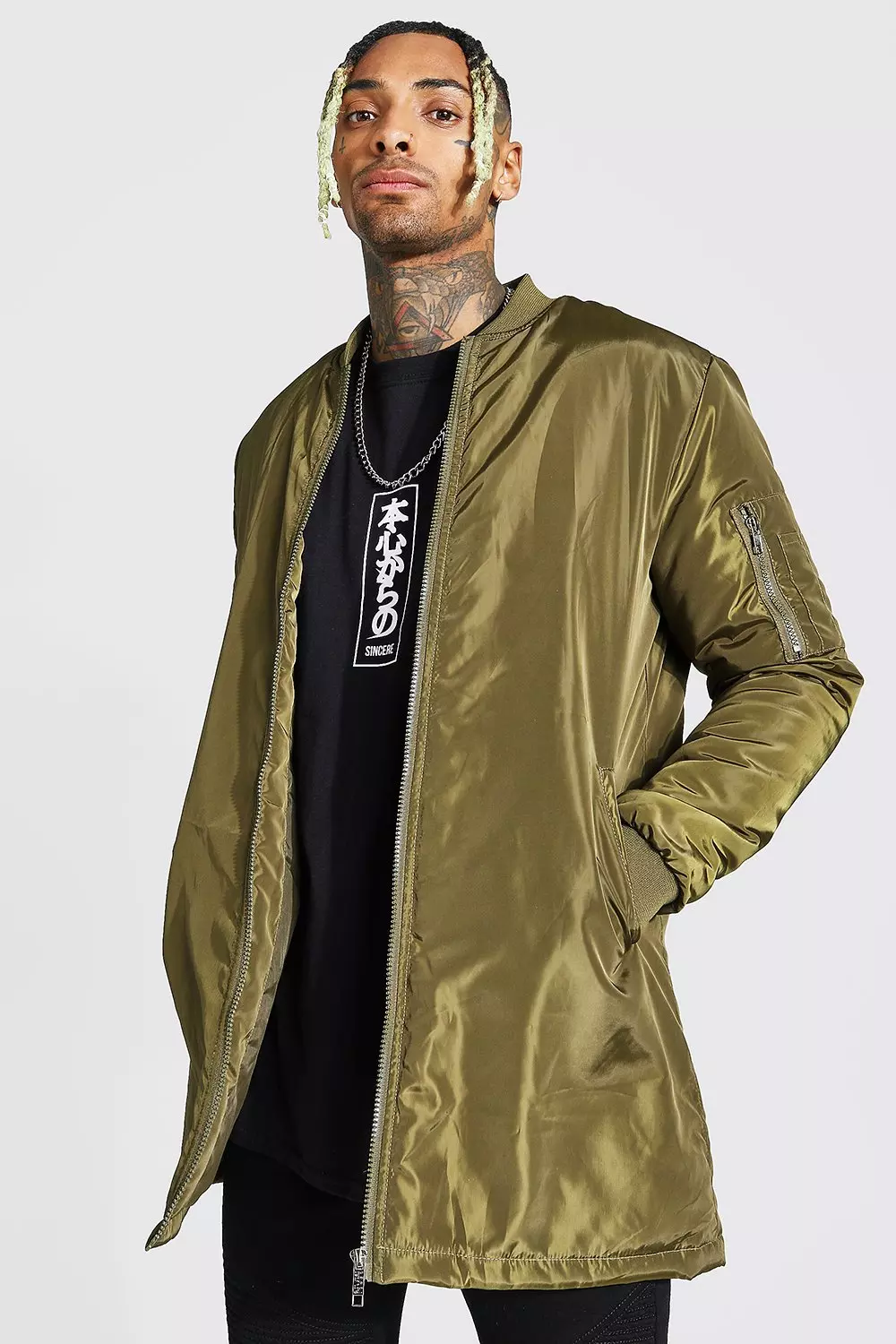 Adidas longline store bomber jacket