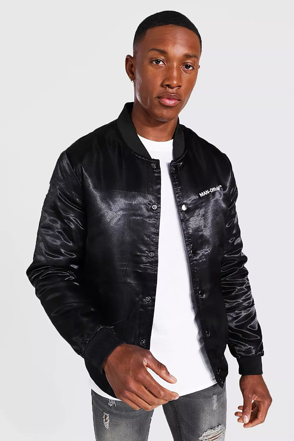 Satin bomber jacket on sale men