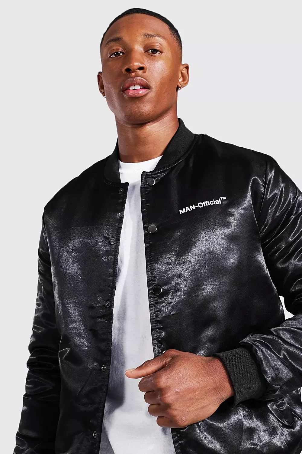 Mens black clearance satin bomber jacket