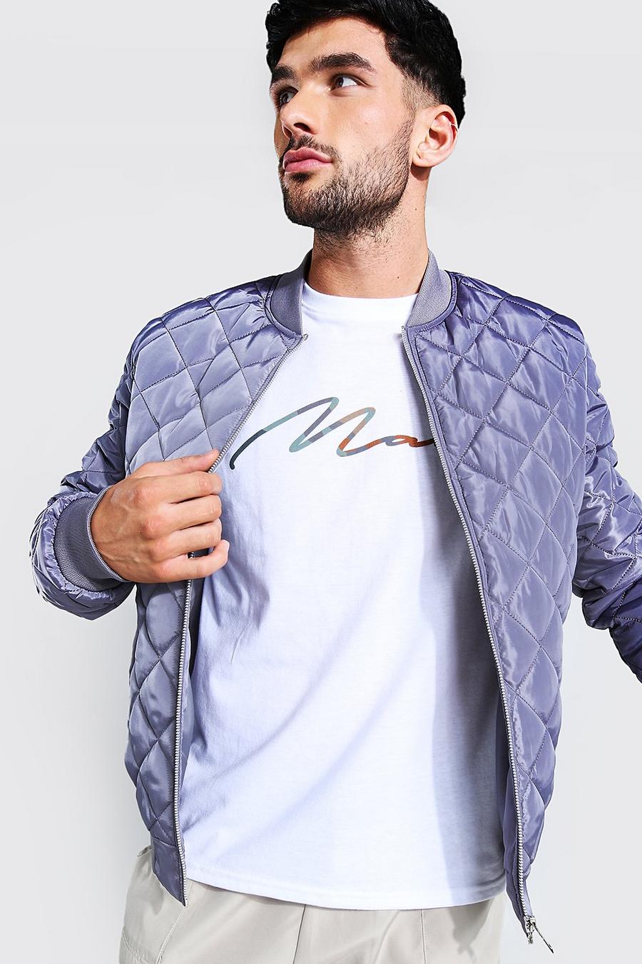 Grey Quilted Bomber image number 1