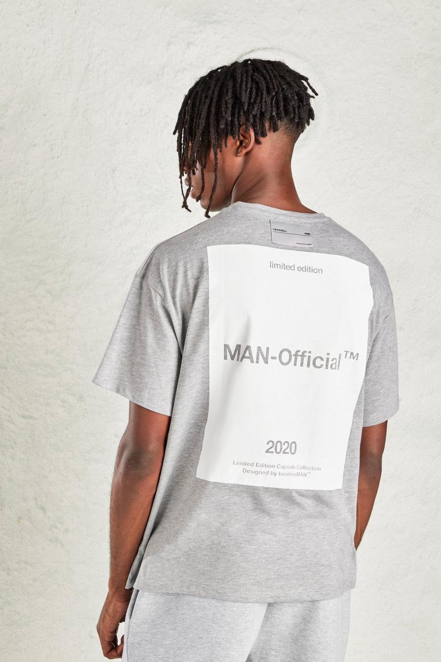 Grey MAN Oversized Tee with Large Back Print image number 1