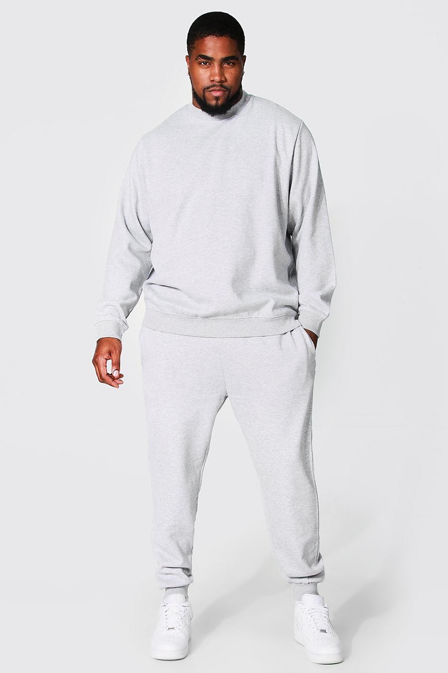 Grey marl Plus Size Basic Sweater Tracksuit