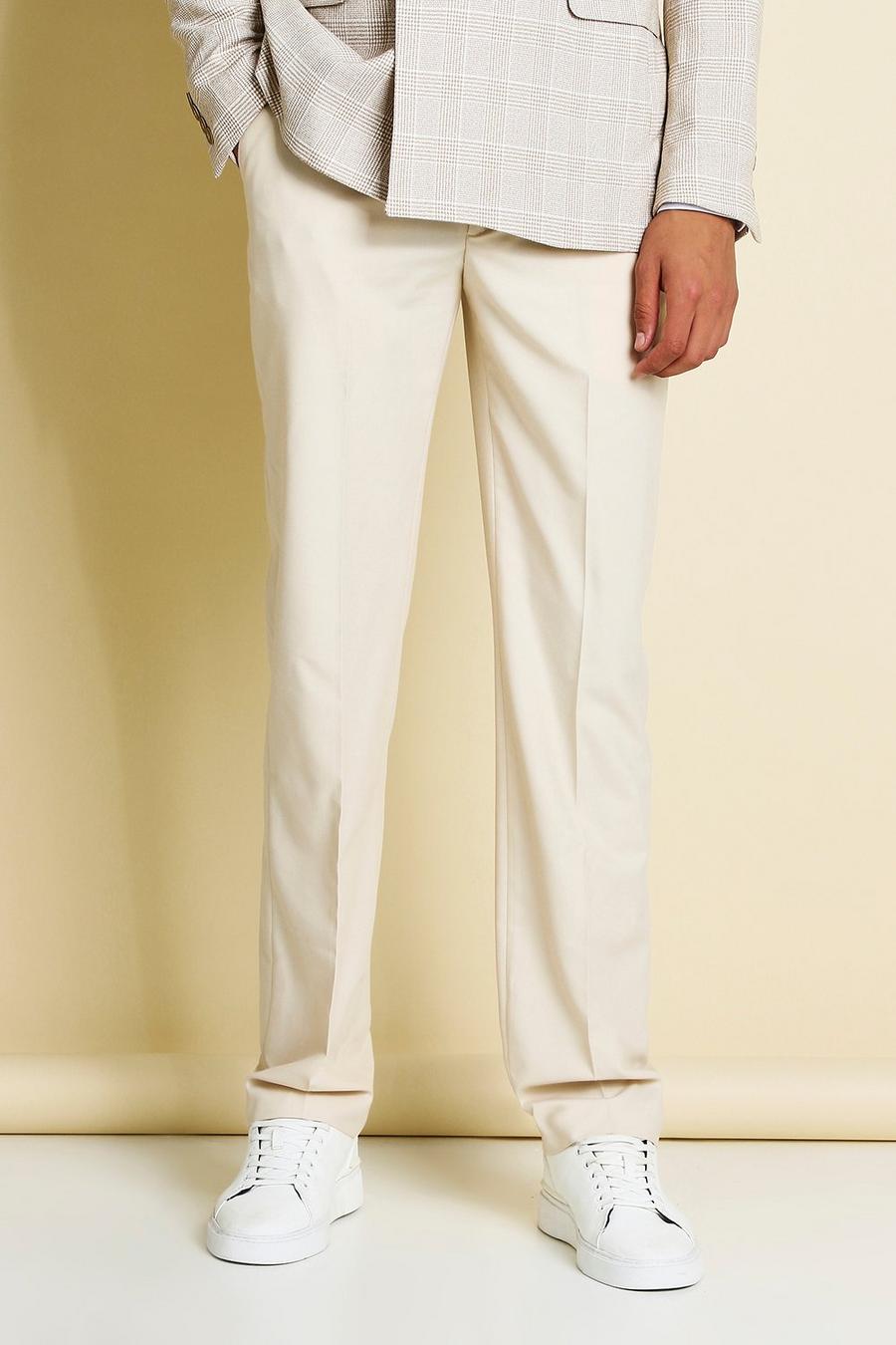 Pantalones elegantes con detalle de cinturón lisos de corte holgado, Gris piedra image number 1