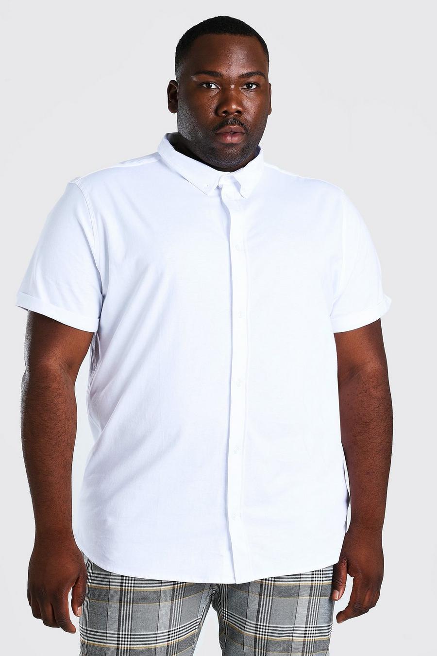 לבן חולצה מבד ג'רסי שרוול קצר לגברים גדולים וגבוהים image number 1