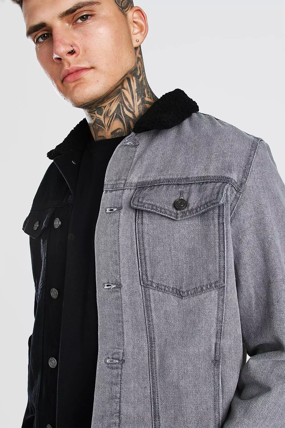 Contrast denim hot sale jacket