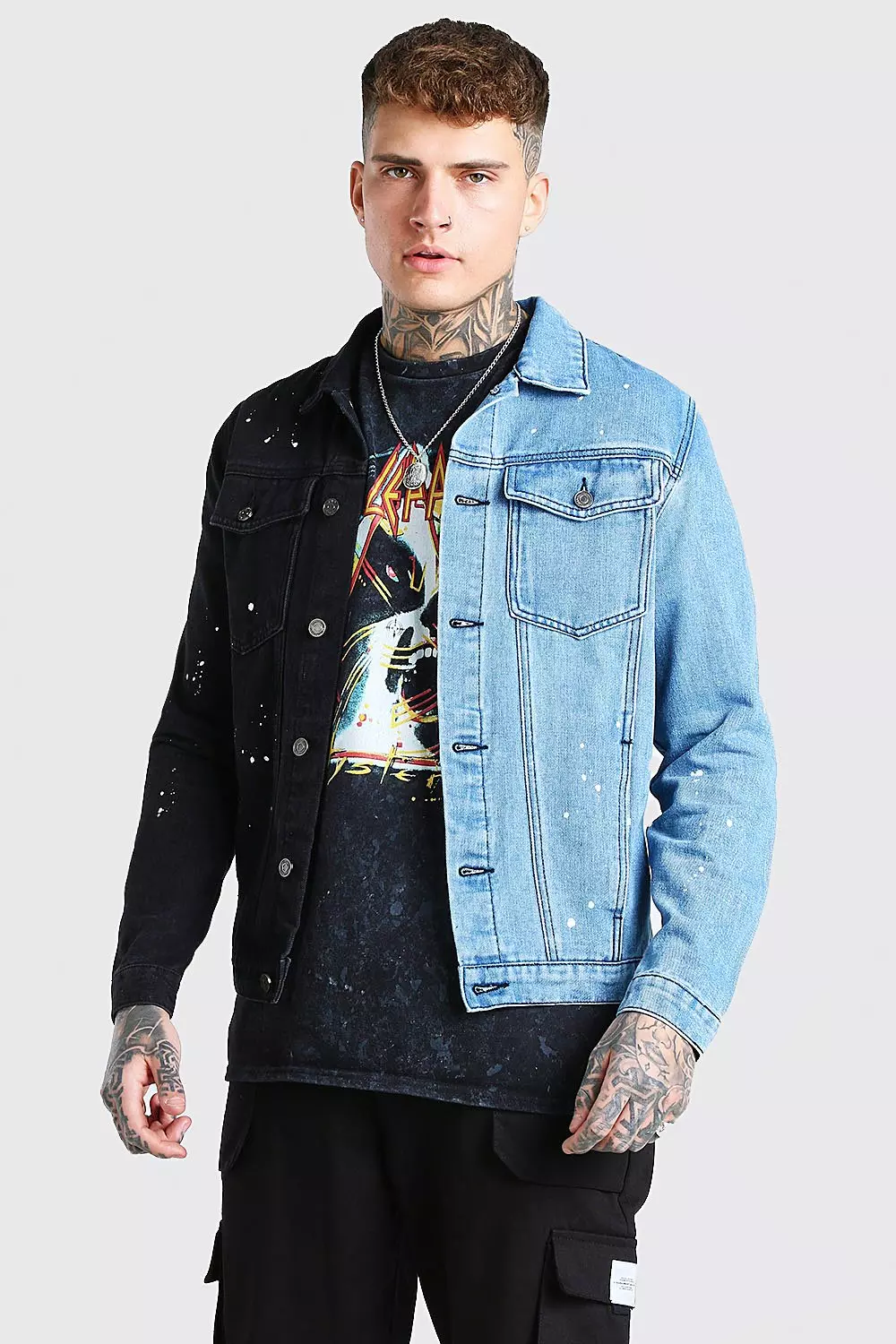 Men's paint best sale splatter denim jacket