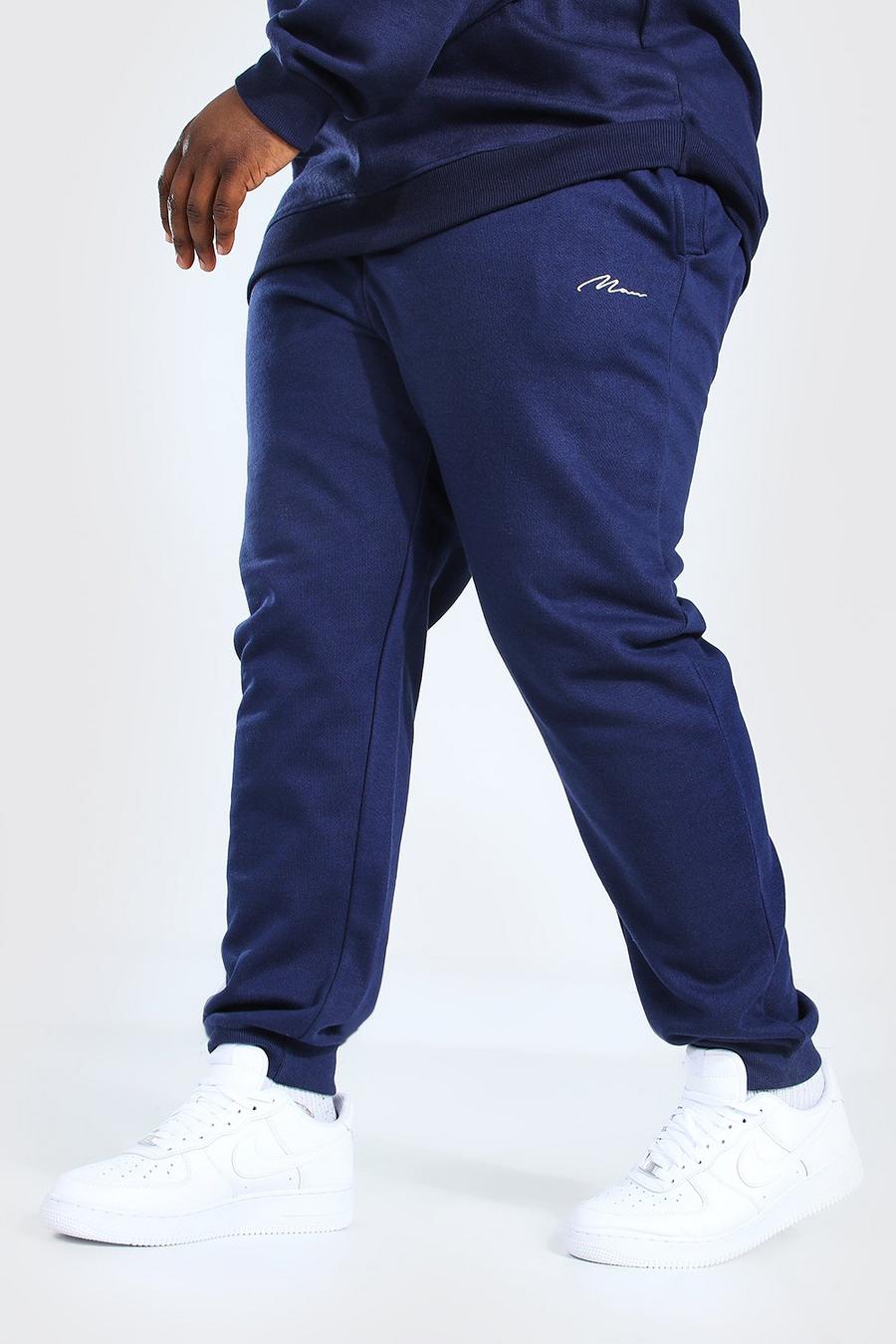 Pantalones de correr skinny de la firma MAN Big And Tall, Azul marino image number 1