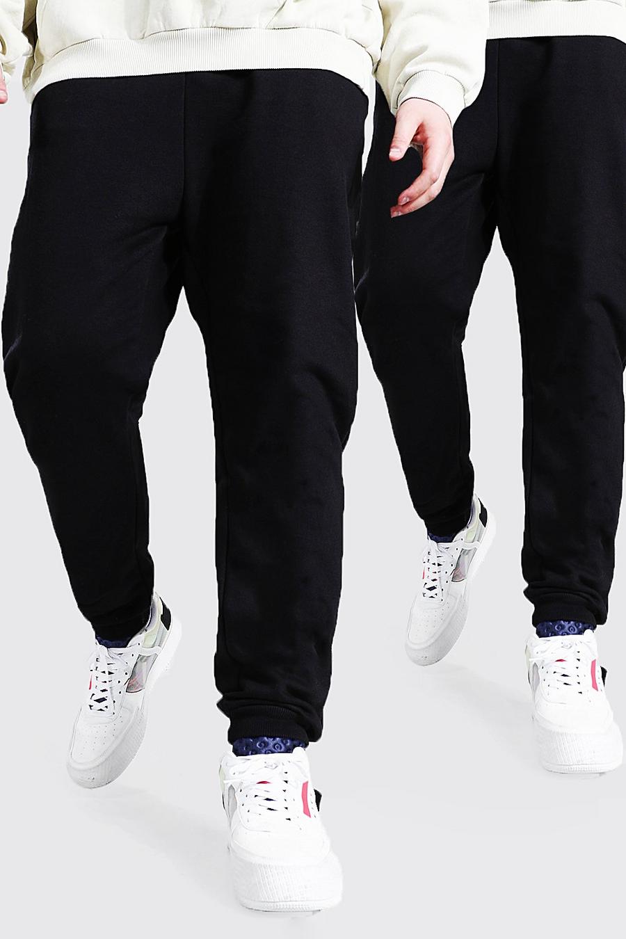 Black Plus Size Basic Skinny Fit Joggingbroeken (2 Stuks) image number 1