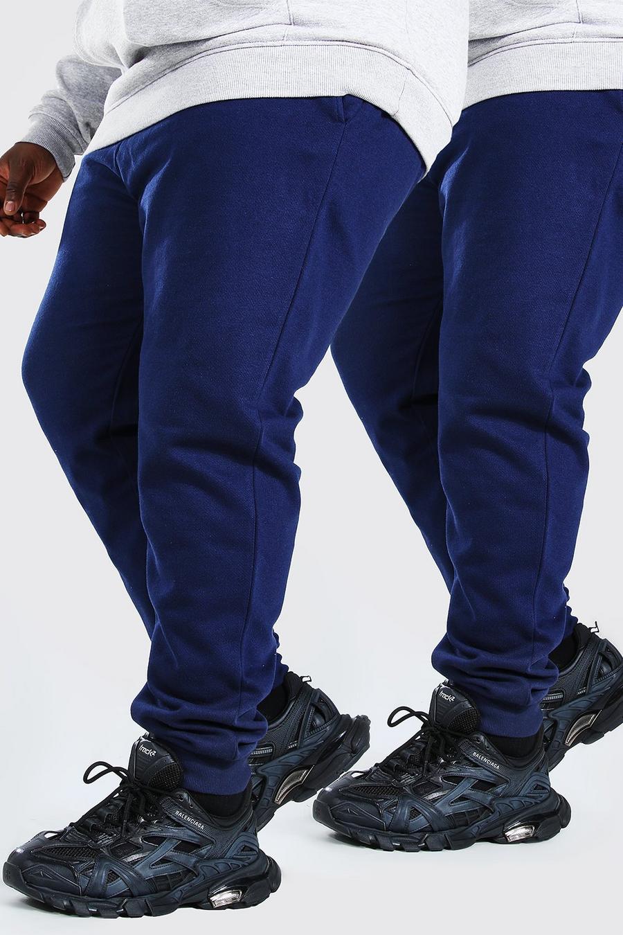 2er-Pack Plus Size Basic Skinny-Fit Jogginghosen, Marineblau image number 1