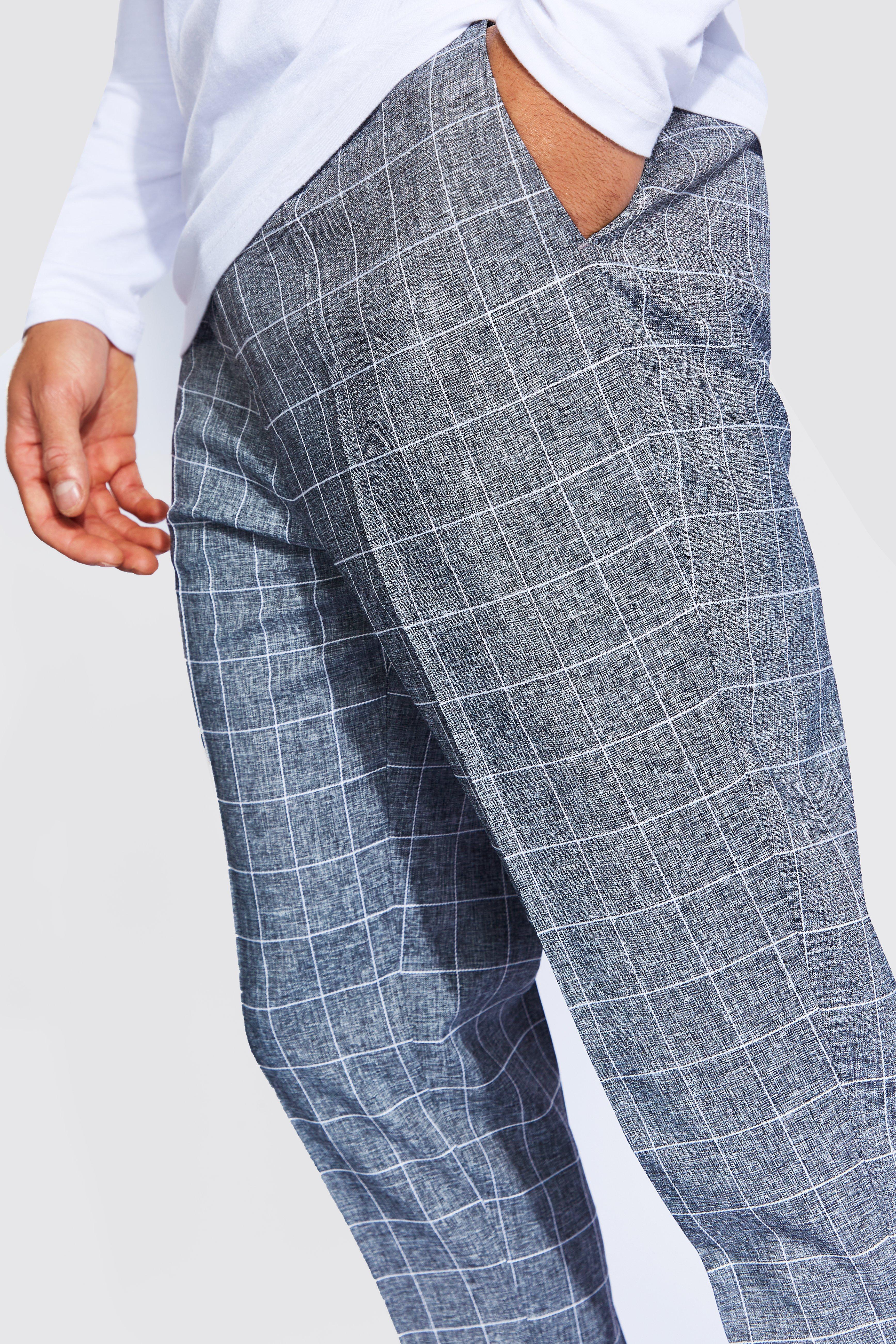 Large Check With Chain Detail Smart Pants