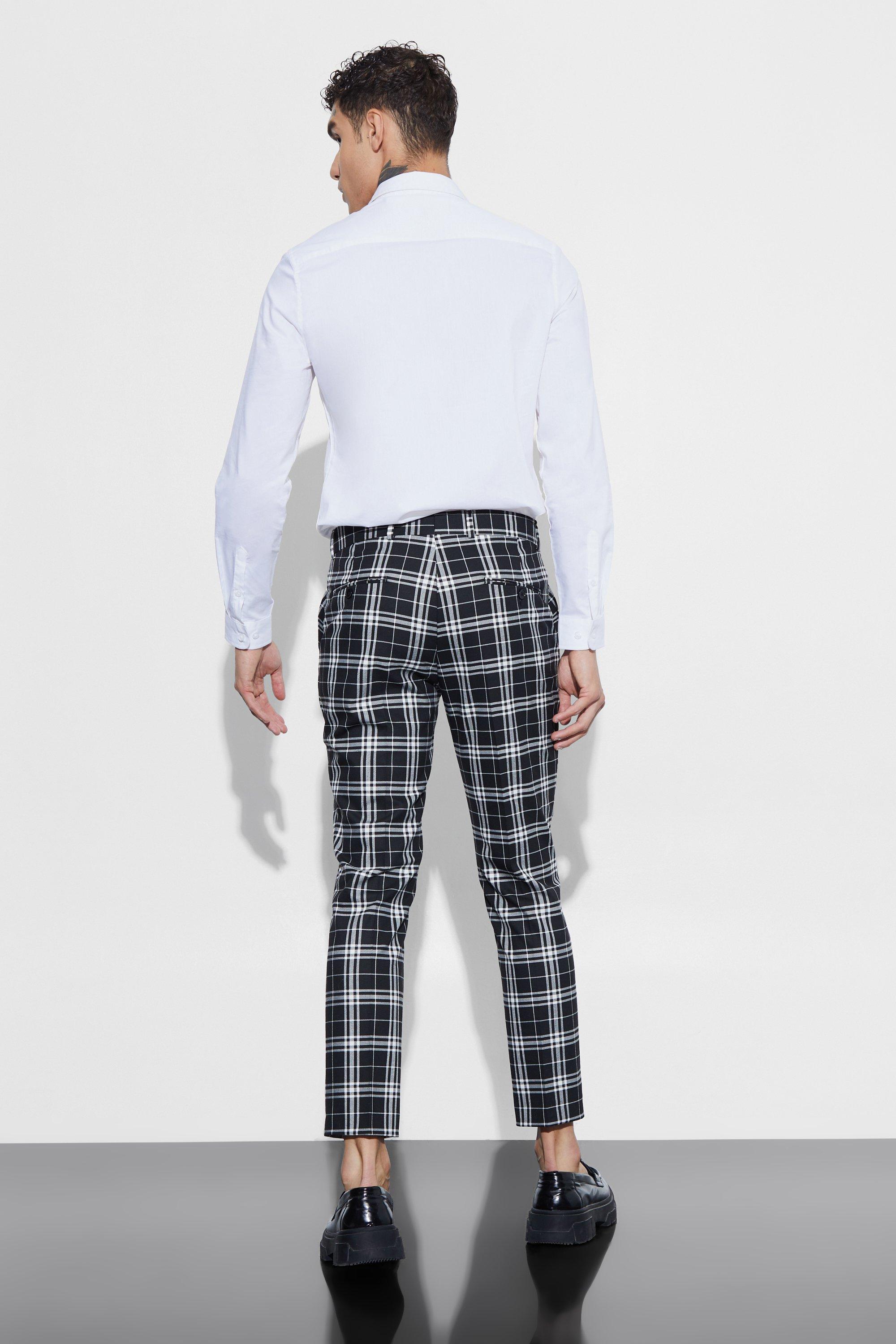 Mono Plaid Cropped Smart Pants