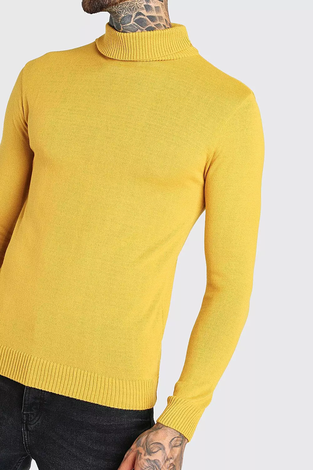 Mustard roll neck outlet jumper mens