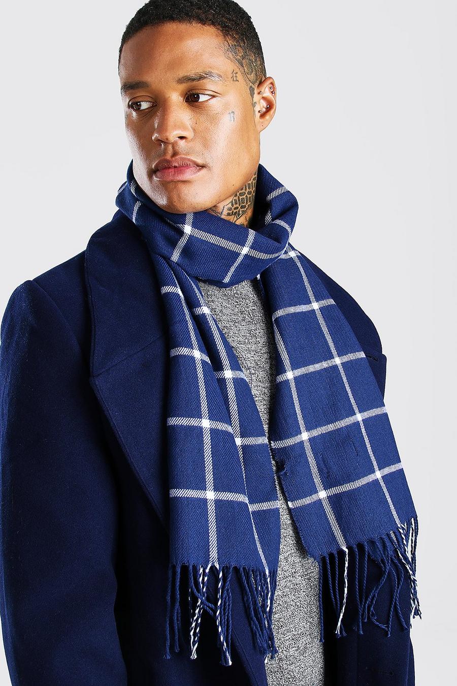Navy Grid Check Scarf image number 1
