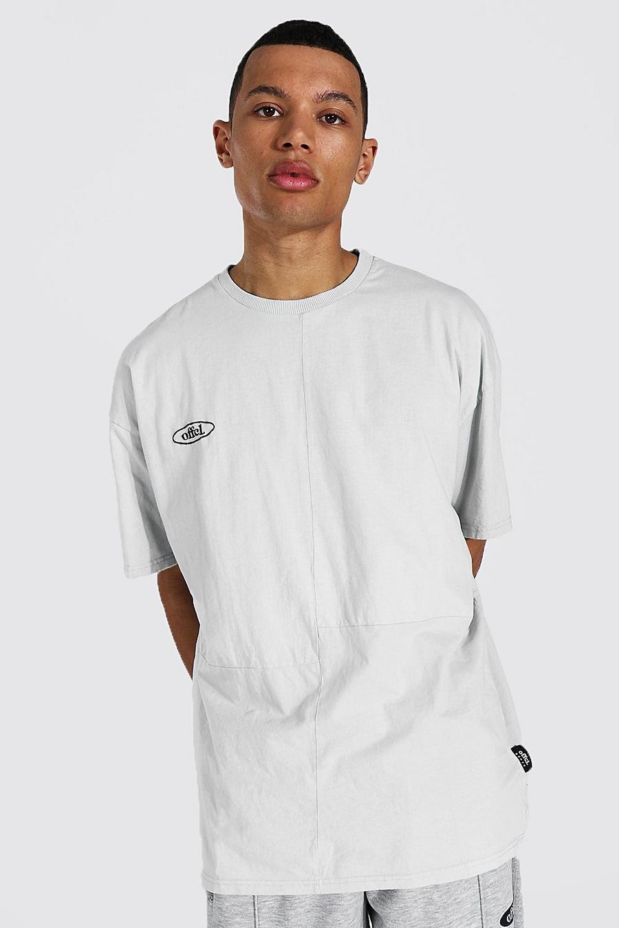 Tall T-Shirt in Übergröße mit Official-Print und Washed-Effekt, Grau image number 1