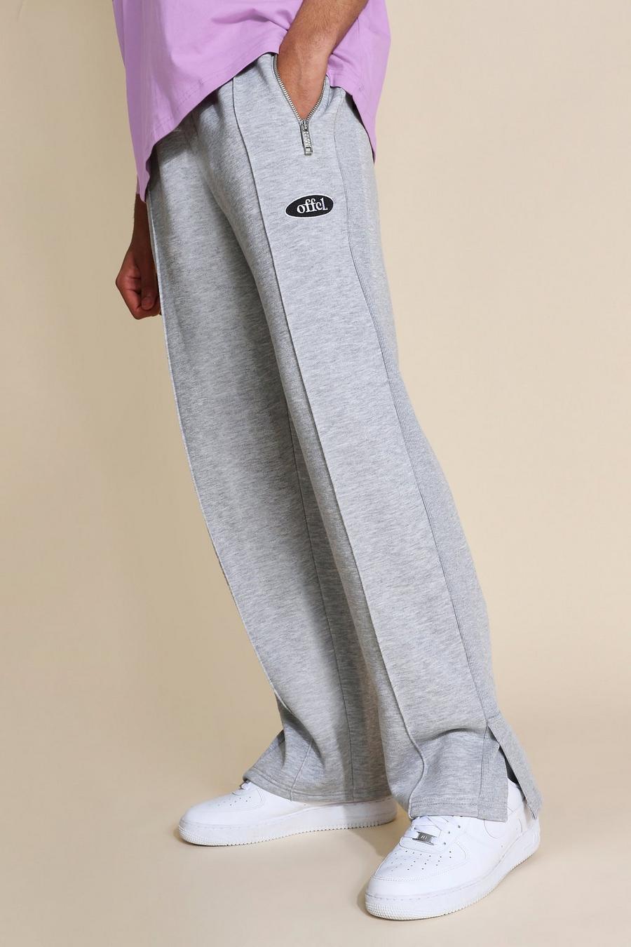 Pantalón deportivo Tall oversize Official con abertura en el bajo, Marga gris