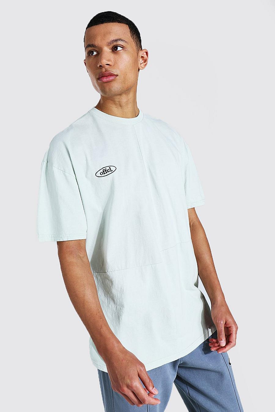 Tall T-Shirt in Übergröße mit Official-Print und Washed-Effekt, Steingrau image number 1
