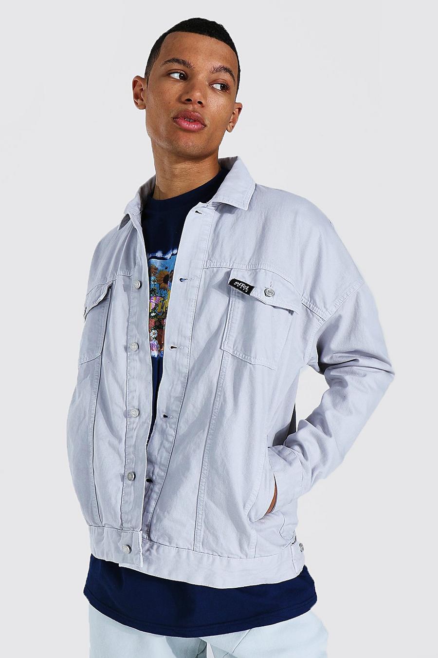 Grey Tall Oversized Official Overdyed Denim Jacket image number 1