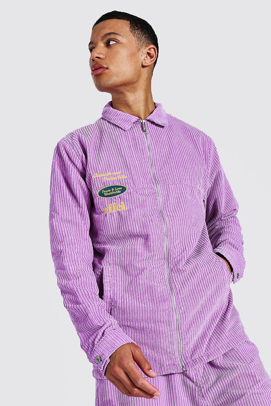 Purple Tall Oversized Official Cord Shacket image number 1