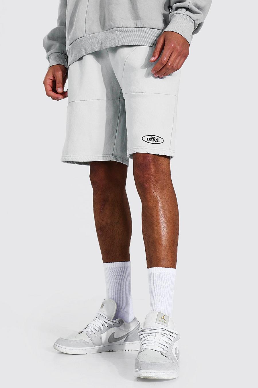 Tall Übergroße Shorts mit Washed-Effekt und Official-Einsatz, Grau grey image number 1