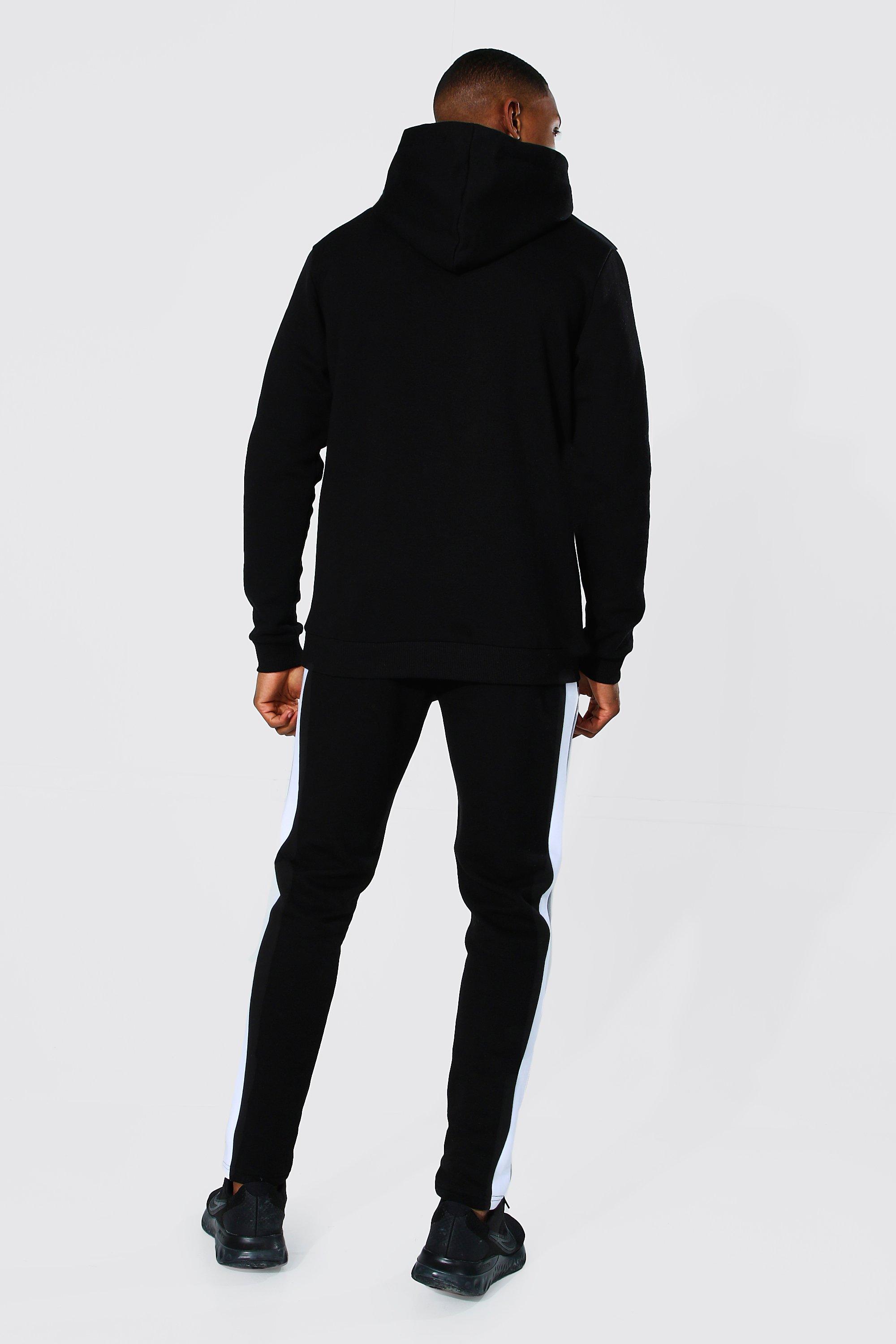 Man Active Colour Block Panel Hoodie boohoo NZ