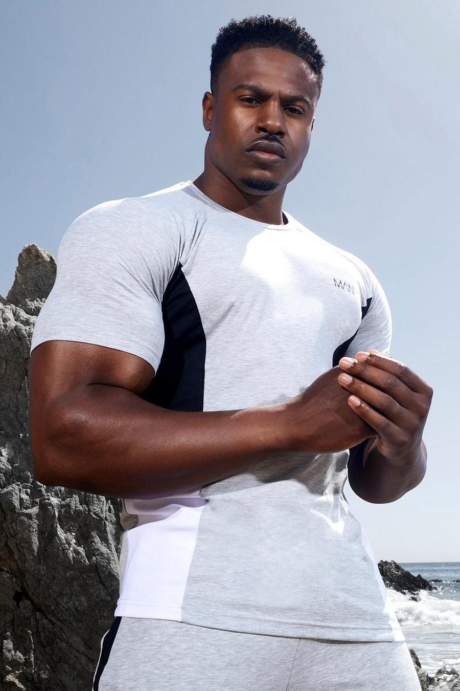 T-shirt color block à manches raglan - MAN Active, Grey marl image number 1