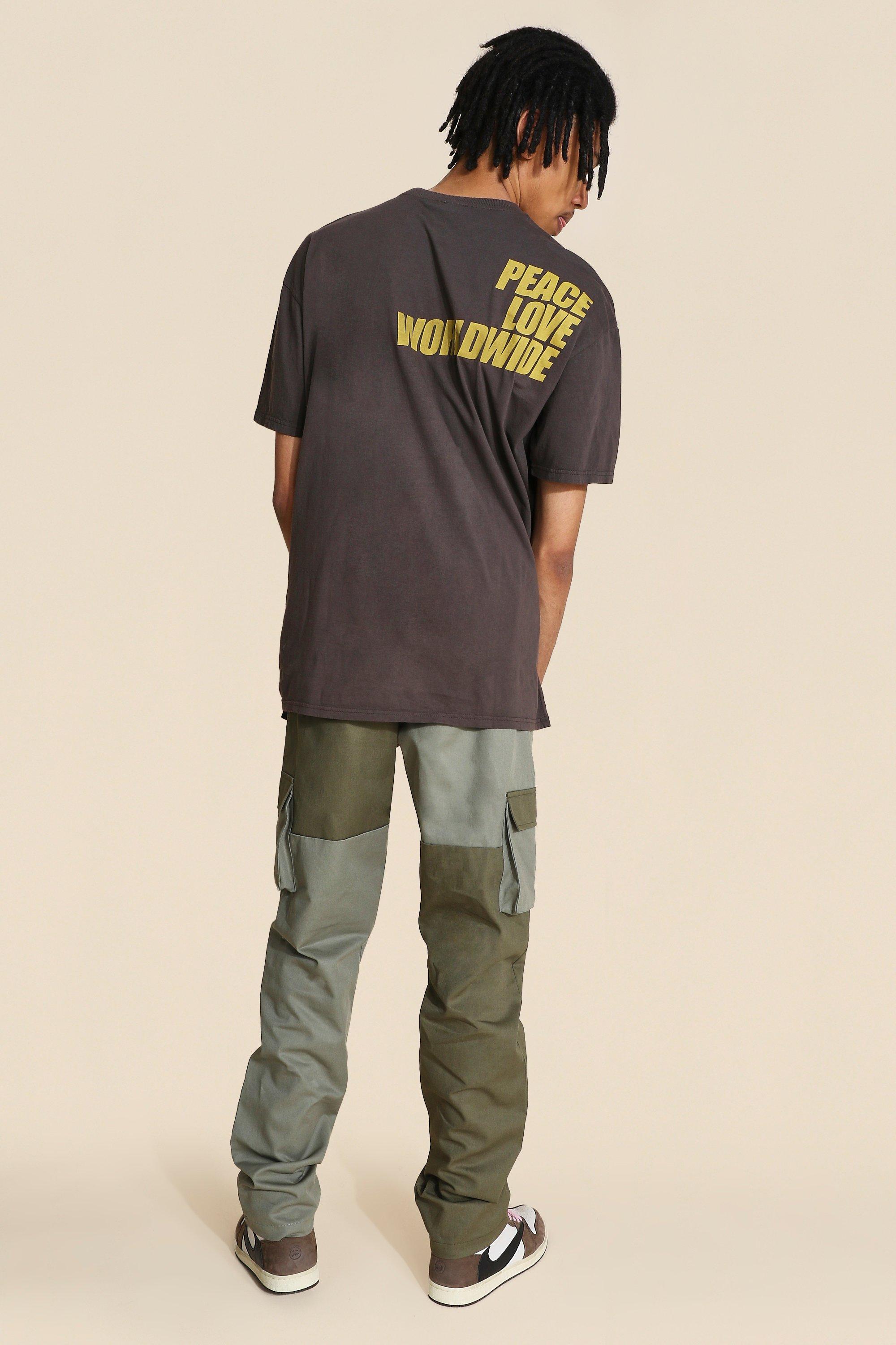 Tall Regular Patchwork Twill Cargo Trousers | boohoo Tall Regular Patchwork Twill Cargo Trousers | boohoo
