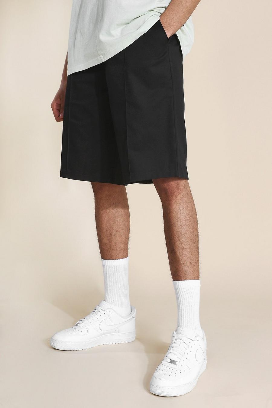 Black Tall Baggy Chino Shorts image number 1