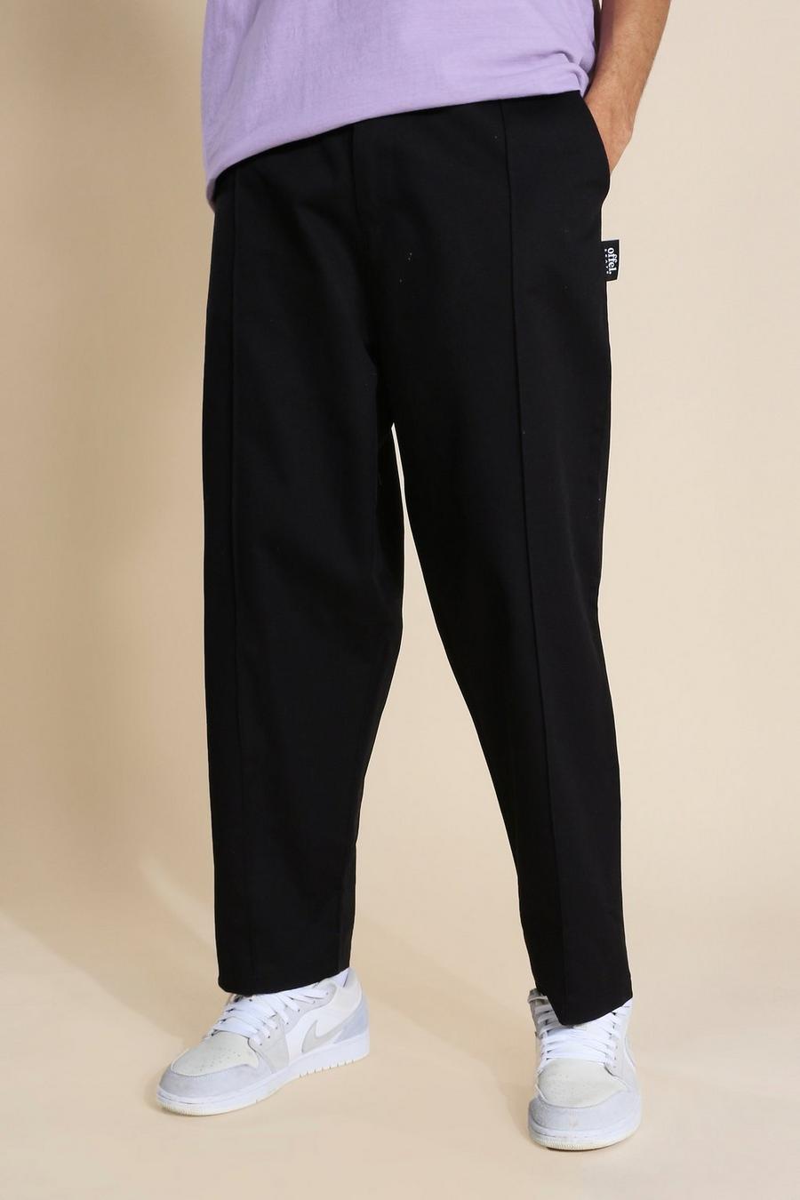 שחור מכנסי צ'ינו סקייטר קרופ עם רצועת מותן אלסטית לגברים גבוהים image number 1