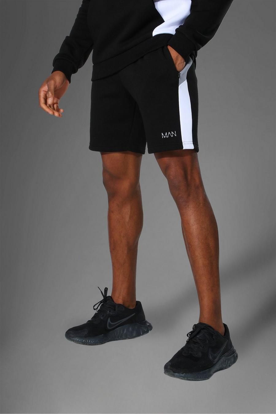 Black Man Active Shorts Met Zijstreep image number 1