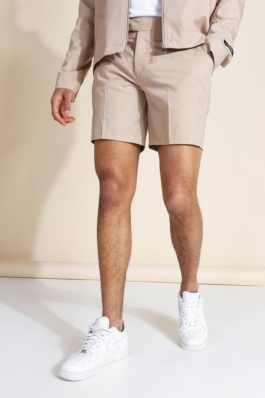 Pantalones cortos con cinturilla fija e insignia MAN, Marrón claro image number 1