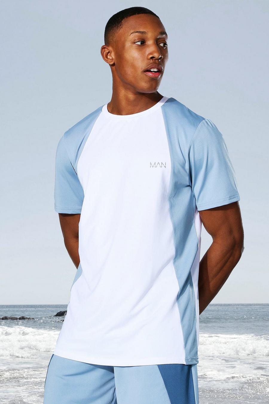 White Man Active Gym Tonal Colour Block T-Shirt image number 1