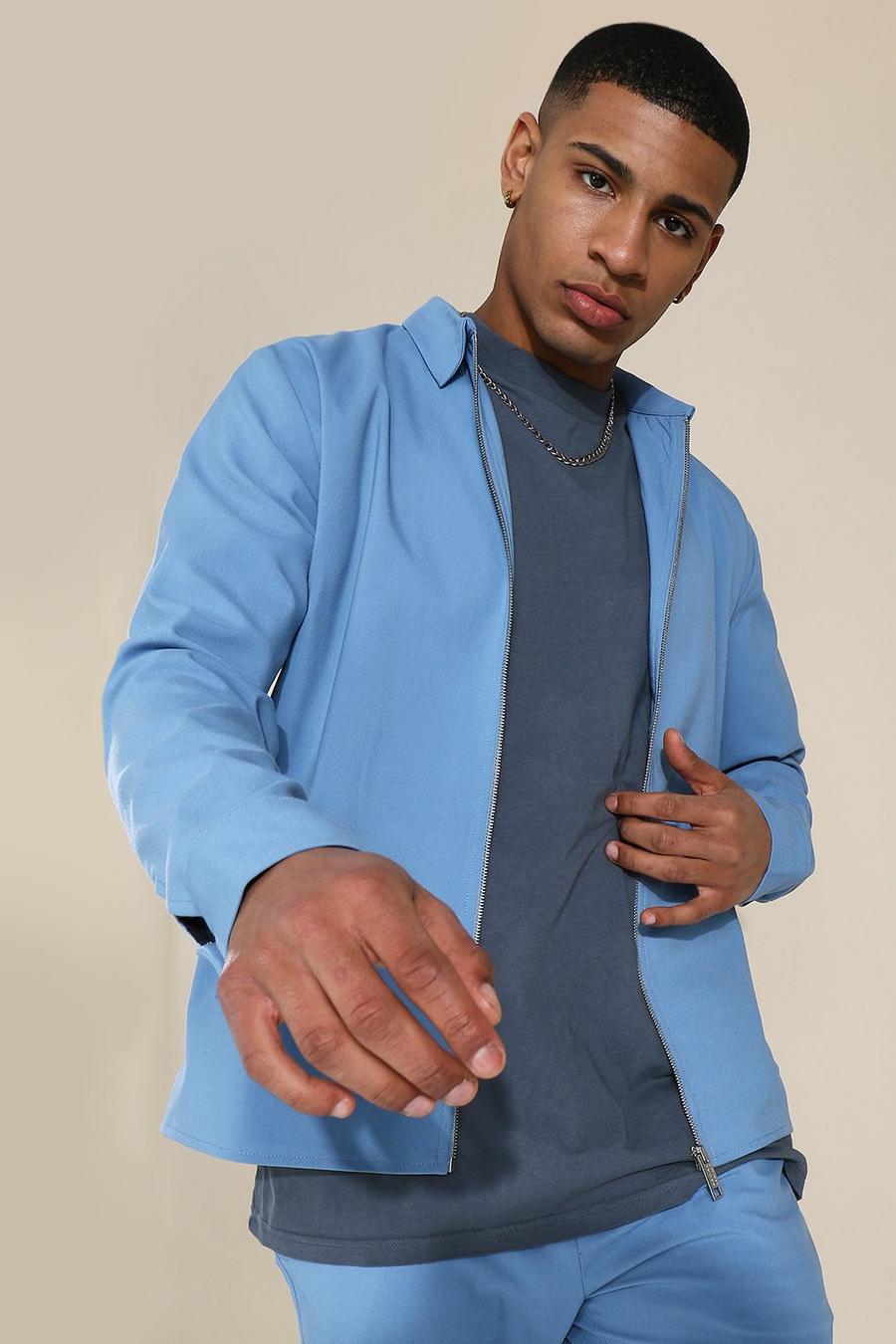 Conjunto con chaqueta elegante Harrington, Azul image number 1
